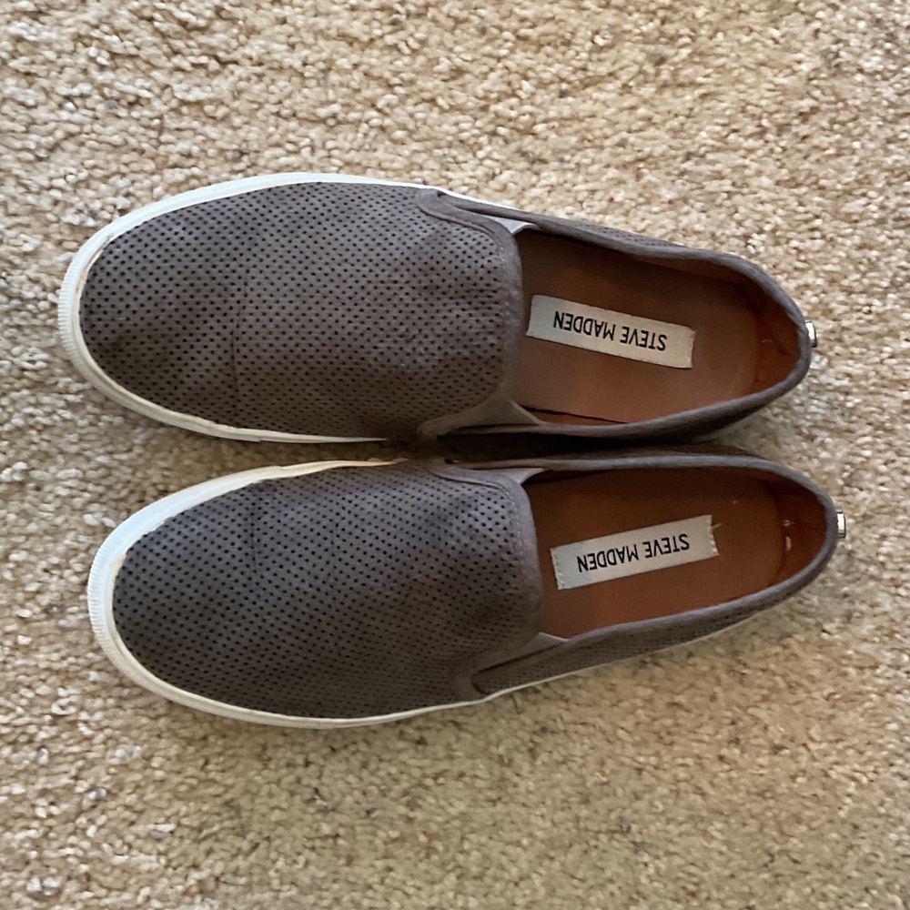 Steve Madden Gray Perforated Suede Slip-On Loafers